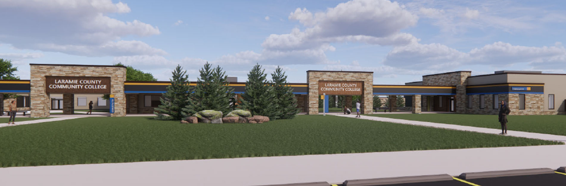 A renovated building exterior with modern upgrades and fresh paint