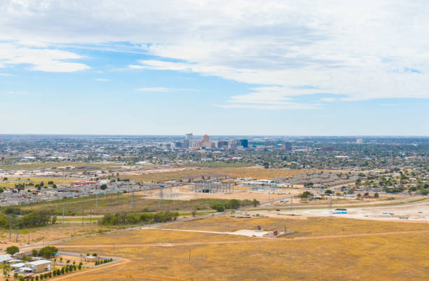 Aerial view of Midland, Texas, showing urban development, commercial areas, and surrounding plains.
