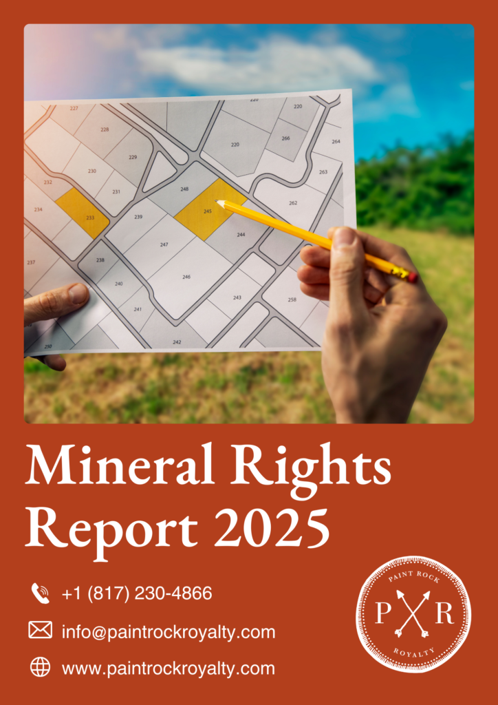 Person holding a map with highlighted land parcels, representing a mineral rights report for 2025.